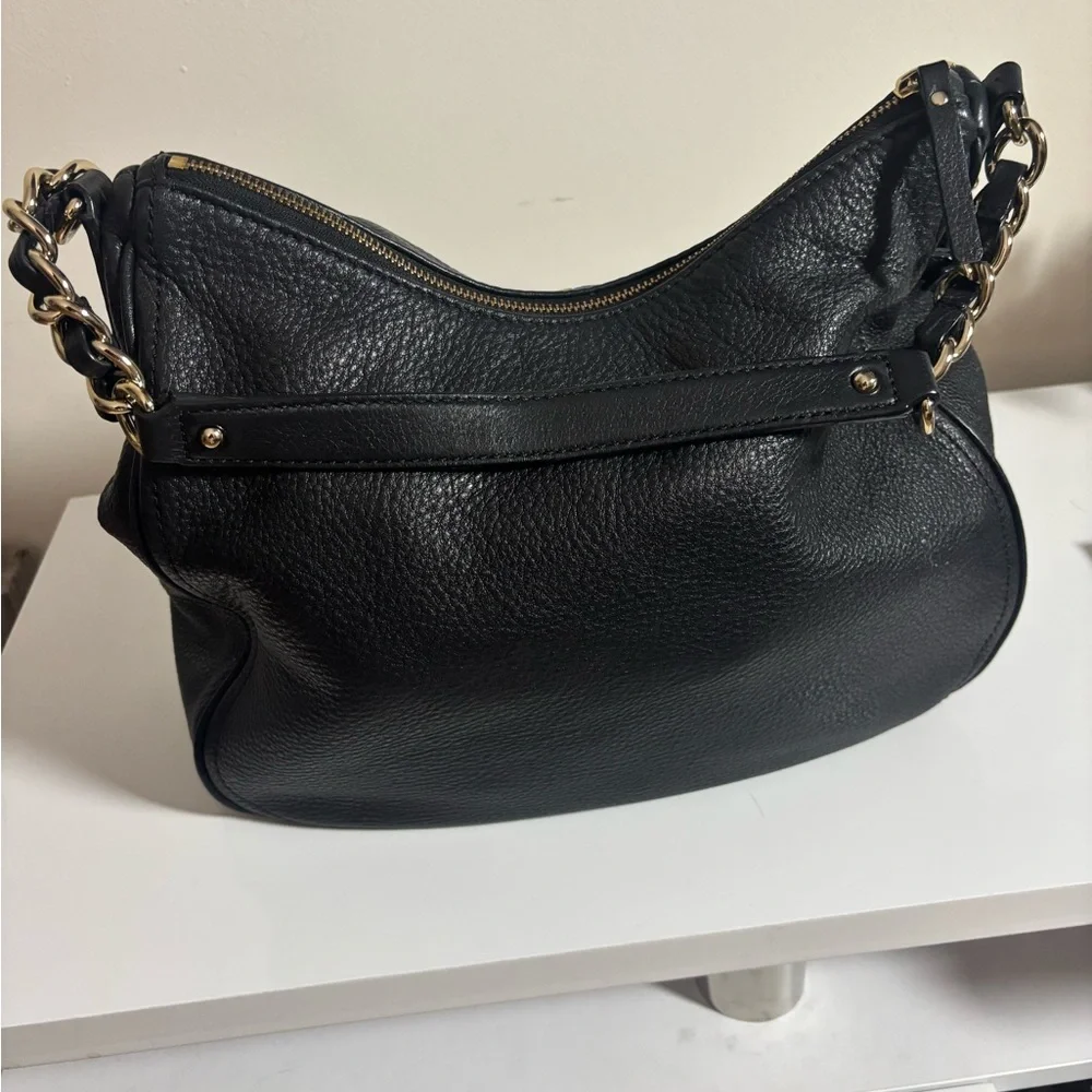 kate spade Black Leather Hobo with Gold Chain Handle